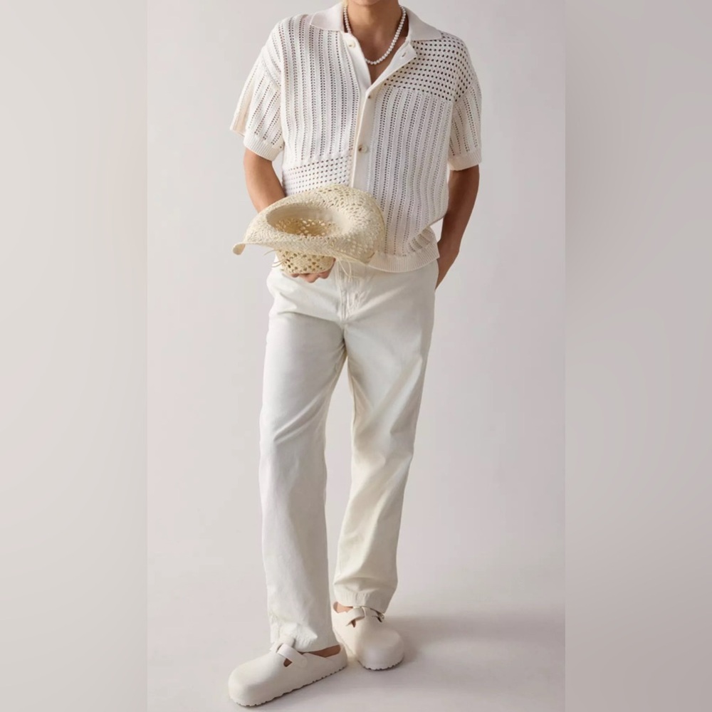 Urban Outfitters BDG Cotton Straight Fit Utility Chino Pants Cream Men 32x32 EUC